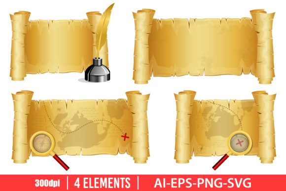 Download Old Paper Scroll Clipart Set - Premium Bundle